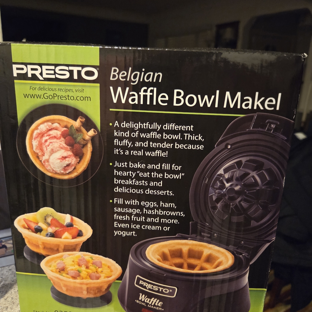 Presto Black Belgian Waffle Bowl Maker